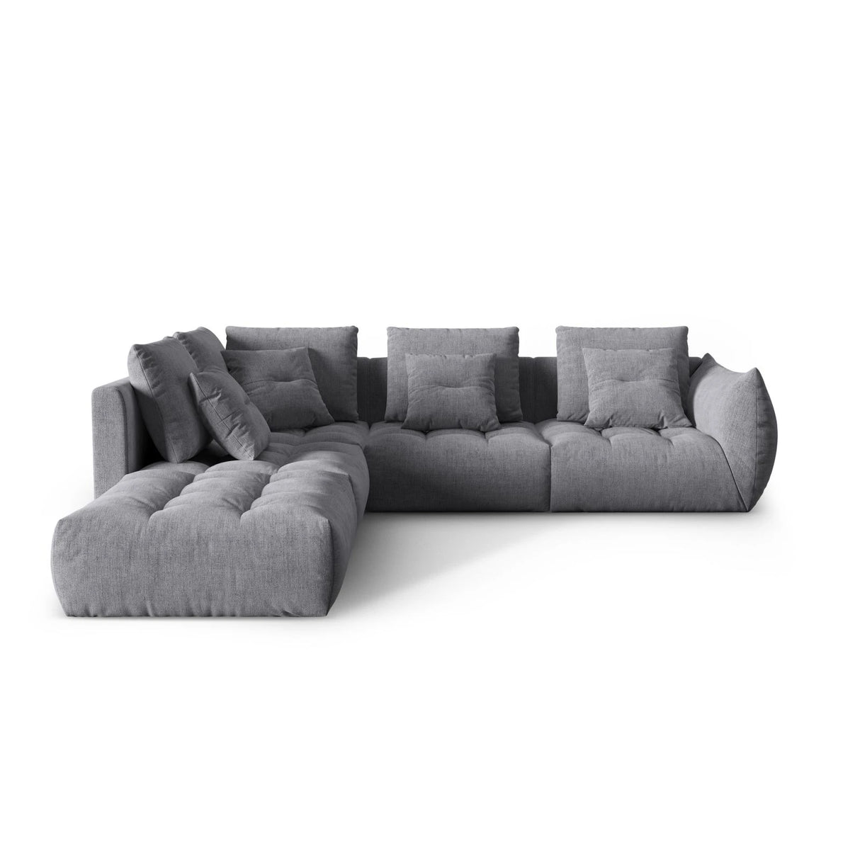 Bloom modulares 4-Sitzer Ecksofa Links, mit Bezug aus Strukturierter Stoff (City 86) in Grau, 316x310 cm – Bild 1