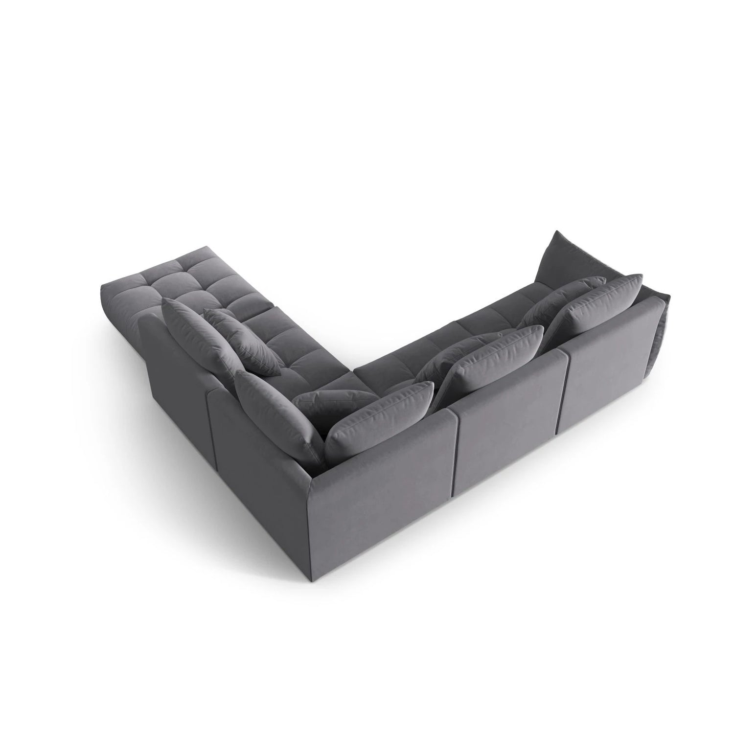 Bloom modulares 4-Sitzer Ecksofa Rechts, mit Bezug aus Samt (Casino Graphite) in Dunkelgrau, 316x310 cm – Bild 4