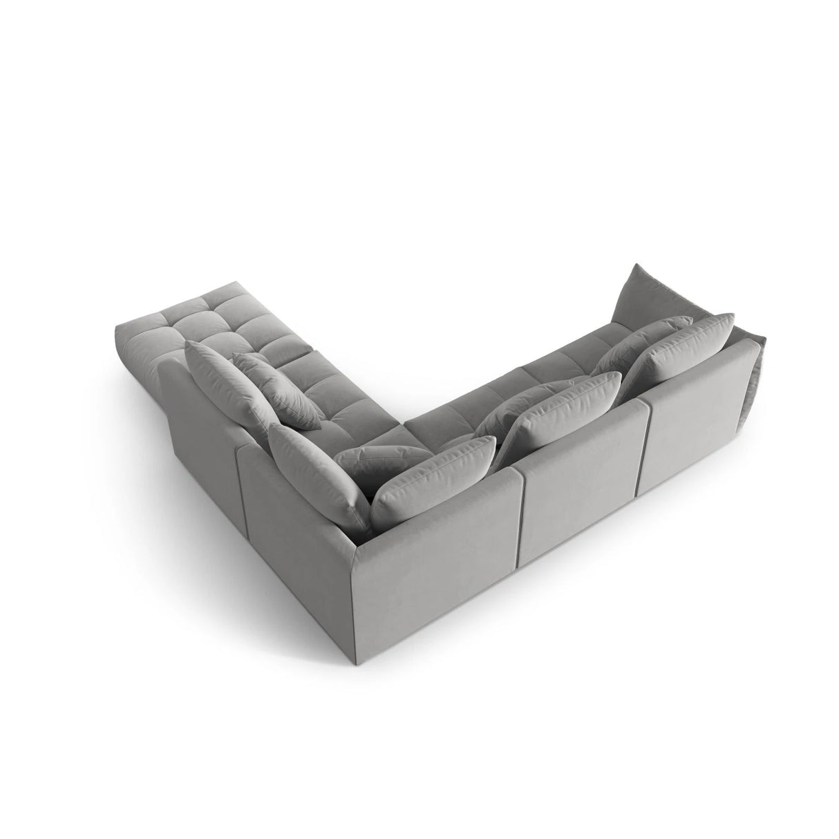Bloom modulares 4-Sitzer Ecksofa Rechts, mit Bezug aus Samt (Casino Stone) in Grau, 316x310 cm – Bild 4