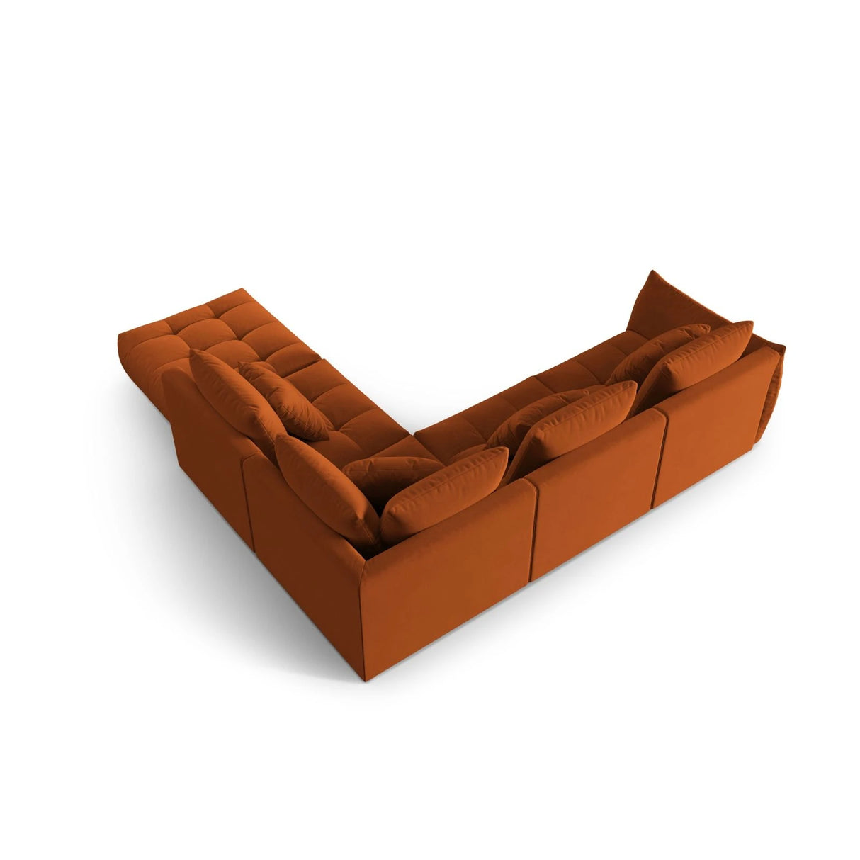 Bloom modulares 4-Sitzer Ecksofa Rechts, mit Bezug aus Samt (Casino Terracota) in Terrakotta, 316x310 cm – Bild 4