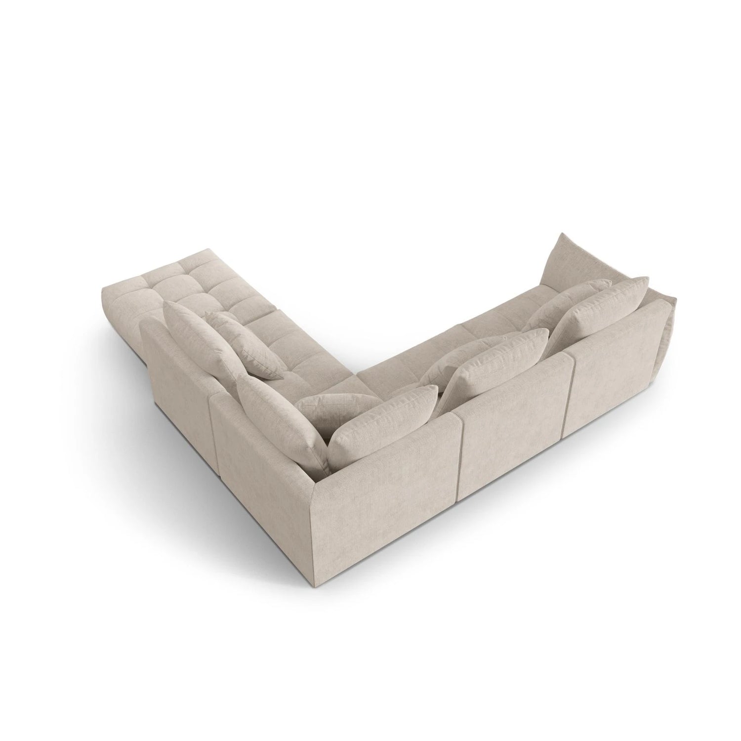 Bloom modulares 4-Sitzer Ecksofa Rechts, mit Bezug aus Strukturierter Stoff (City 05) in Dark Beige, 316x310 cm – Bild 4