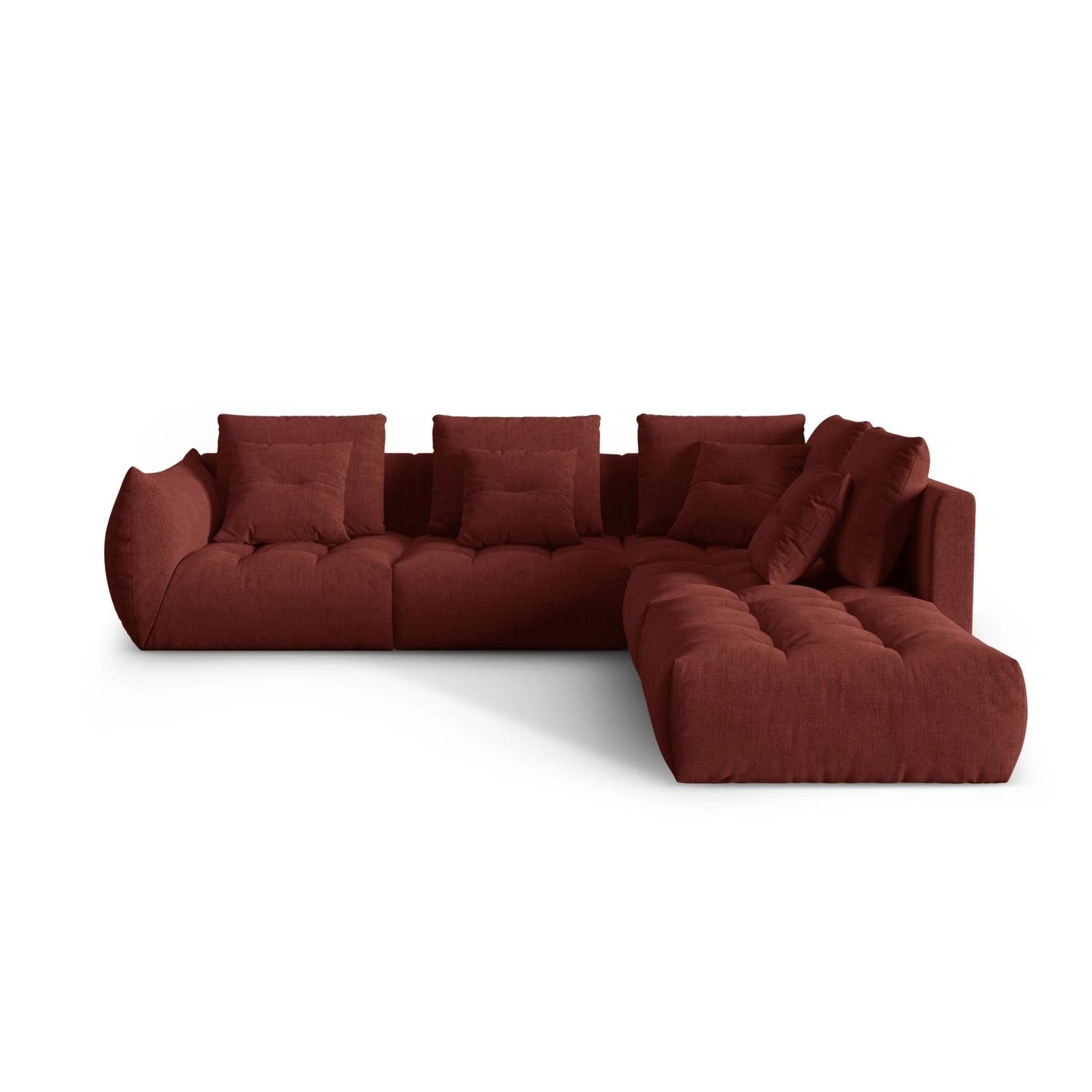 Bloom modulares 4-Sitzer Ecksofa Rechts, mit Bezug aus Strukturierter Stoff (City 56) in Red, 316x310 cm – Bild 1