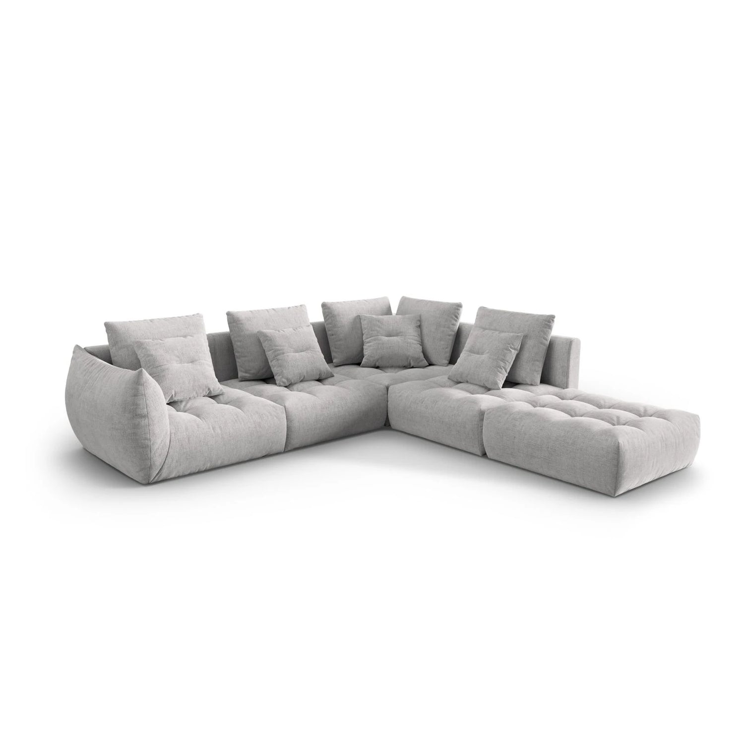 Bloom modulares 4-Sitzer Ecksofa Rechts, mit Bezug aus Strukturierter Stoff (City 83) in Silver, 316x310 cm – Bild 3