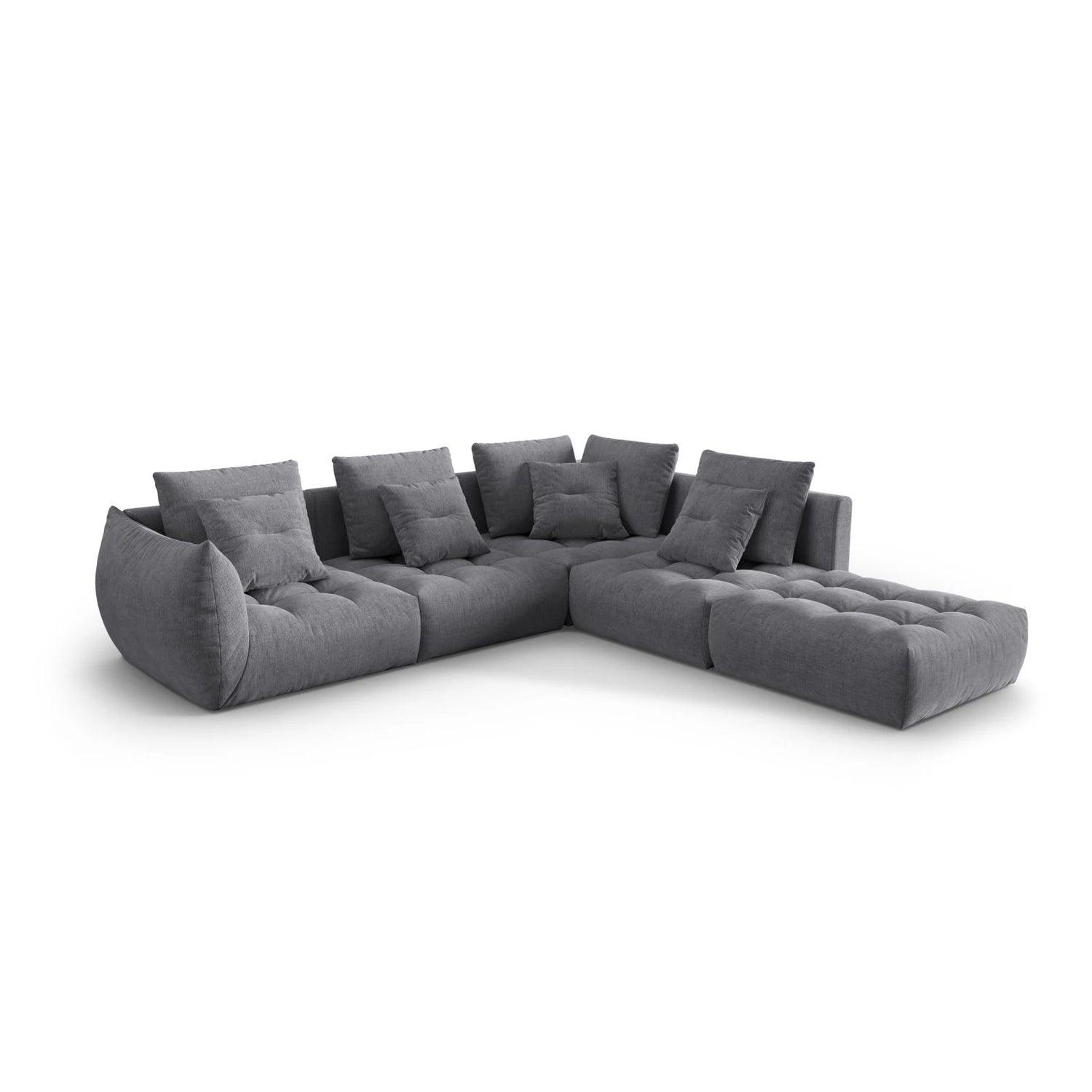 Bloom modulares 4-Sitzer Ecksofa Rechts, mit Bezug aus Strukturierter Stoff (City 86) in Grau, 316x310 cm – Bild 3
