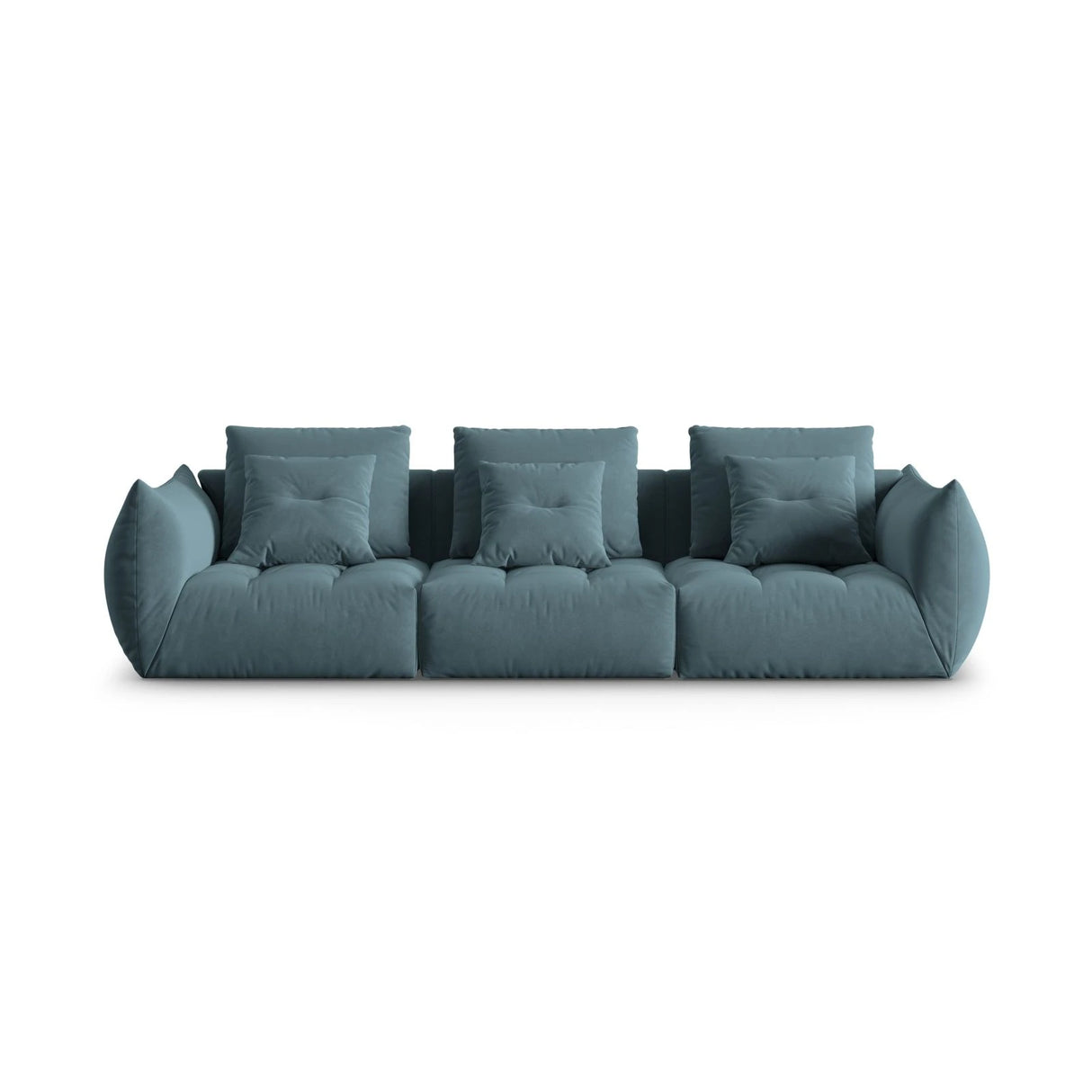 Bloom modulares 4-Sitzer Sofa mit Bezug aus Samt (Casino Dark Blue) in Pastel Blue, 332x106 cm – Bild 1