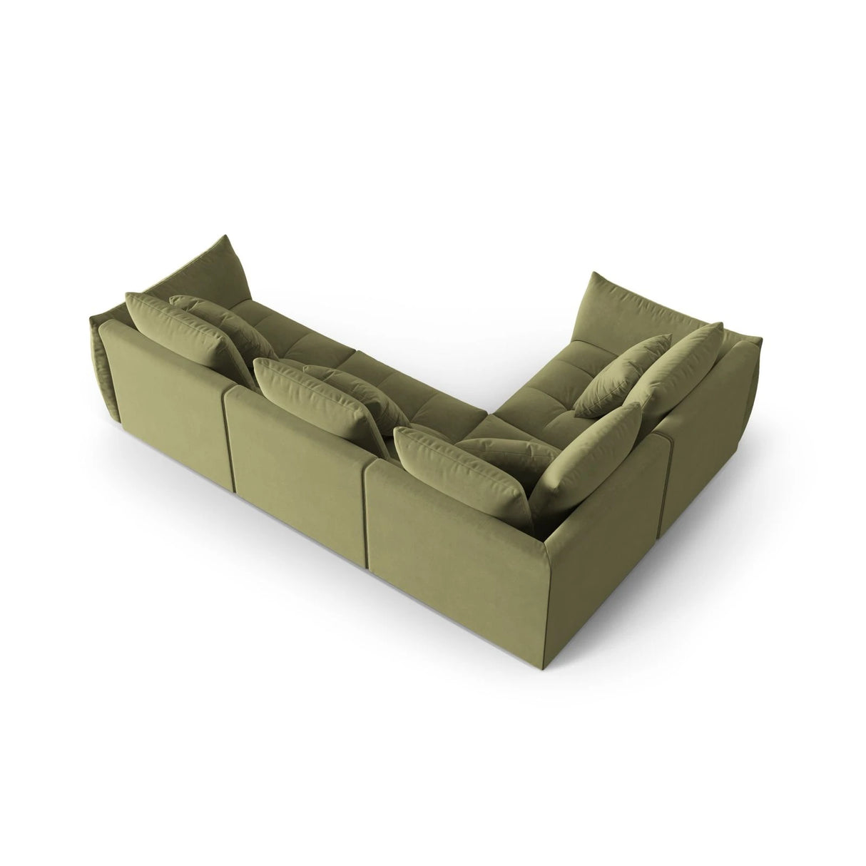 Bloom modulares 4-Sitzer Sofa mit Eckmodul Links, mit Bezug aus Samt (Casino Forest) in Hellgrün, 316x216 cm – Bild 4
