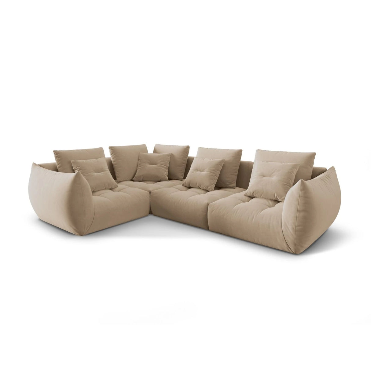 Bloom modulares 4-Sitzer Sofa mit Eckmodul Links, mit Bezug aus Samt (Casino Lion) in Sand, 316x216 cm – Bild 3