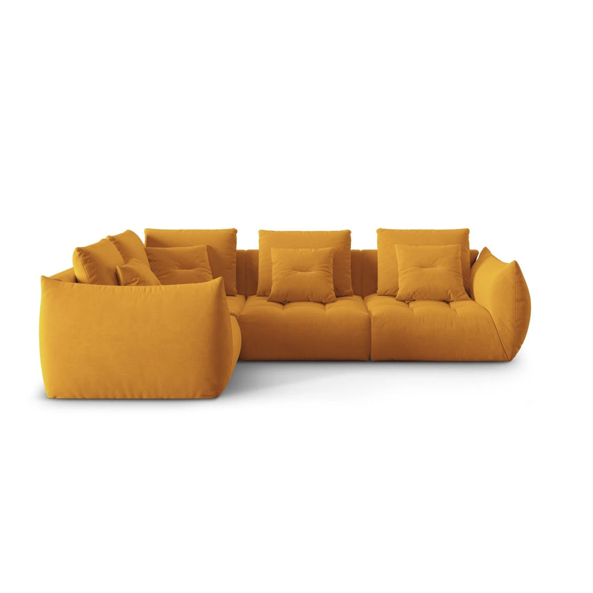 Bloom modulares 4-Sitzer Sofa mit Eckmodul Links, mit Bezug aus Samt (Casino Mostaza) in Gelb, 316x216 cm – Bild 1