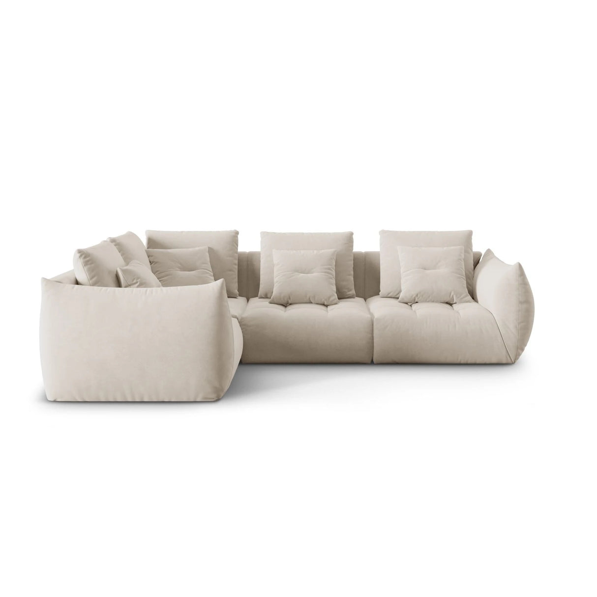 Bloom modulares 4-Sitzer Sofa mit Eckmodul Links, mit Bezug aus Samt oder Strukturstoff, 316x216 cm – Bild 1