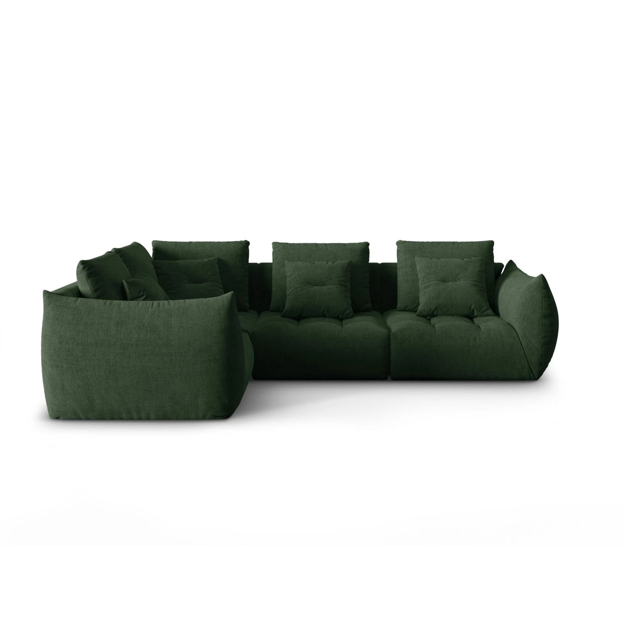Bloom modulares 4-Sitzer Sofa mit Eckmodul Links, mit Bezug aus Strukturierter Stoff (City 36) in Moosgrün, 316x216 cm – Bild 1