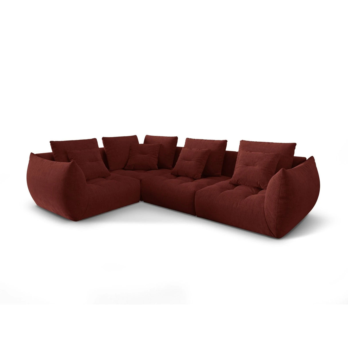 Bloom modulares 4-Sitzer Sofa mit Eckmodul Links, mit Bezug aus Strukturierter Stoff (City 56) in Red, 316x216 cm – Bild 3