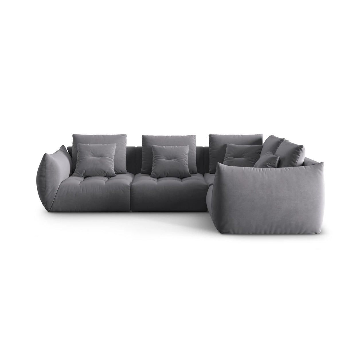 Bloom modulares 4-Sitzer Sofa mit Eckmodul Rechts, mit Bezug aus Samt (Casino Graphite) in Dunkelgrau, 316x216 cm – Bild 1