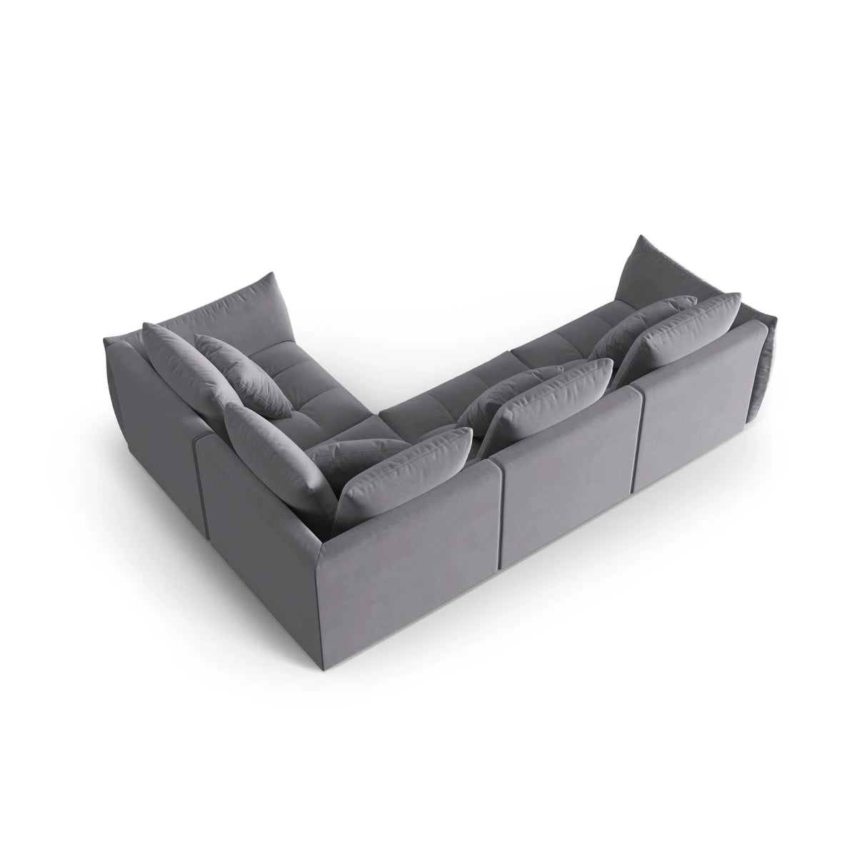 Bloom modulares 4-Sitzer Sofa mit Eckmodul Rechts, mit Bezug aus Samt (Casino Graphite) in Dunkelgrau, 316x216 cm – Bild 4