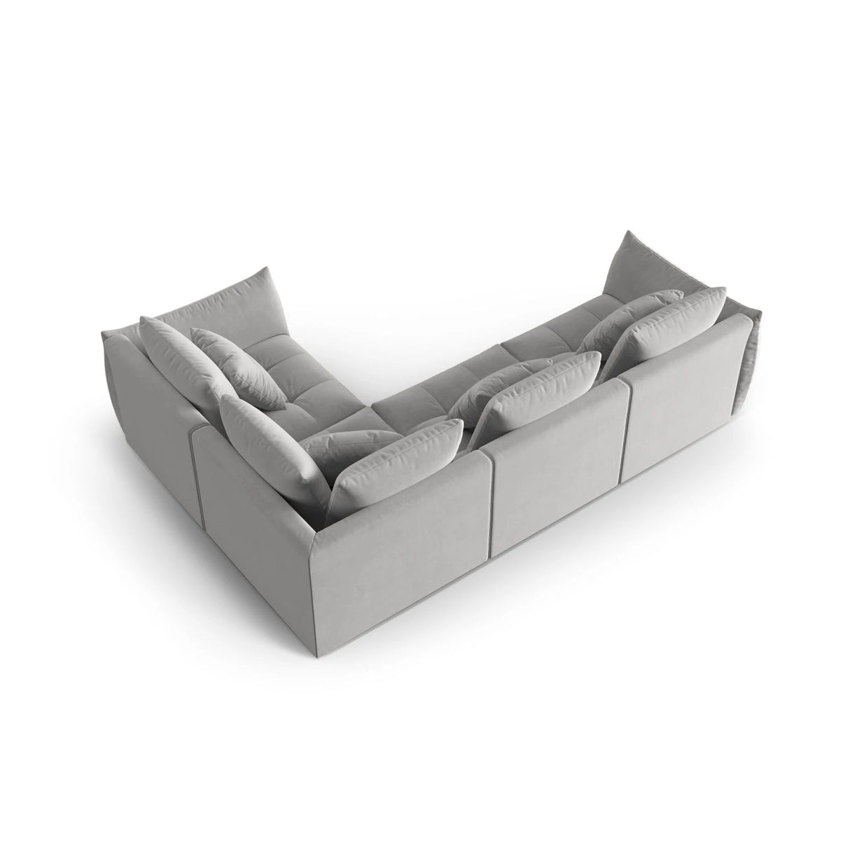 Bloom modulares 4-Sitzer Sofa mit Eckmodul Rechts, mit Bezug aus Samt (Casino Stone) in Grau, 316x216 cm – Bild 4