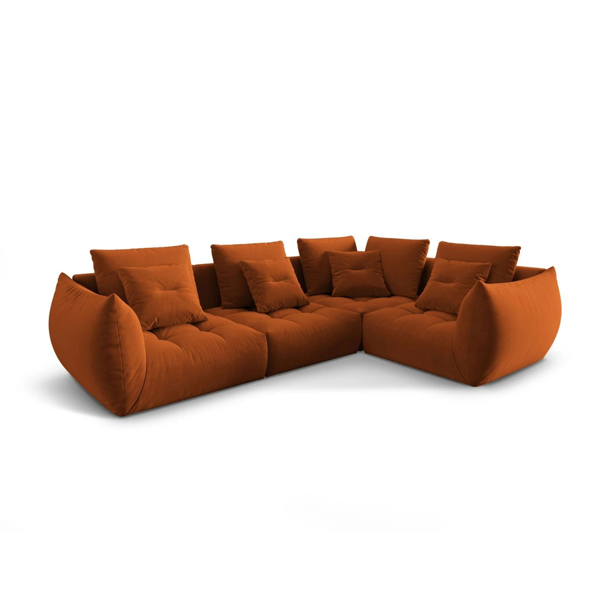 Bloom modulares 4-Sitzer Sofa mit Eckmodul Rechts, mit Bezug aus Samt (Casino Terracota) in Terrakotta, 316x216 cm – Bild 3