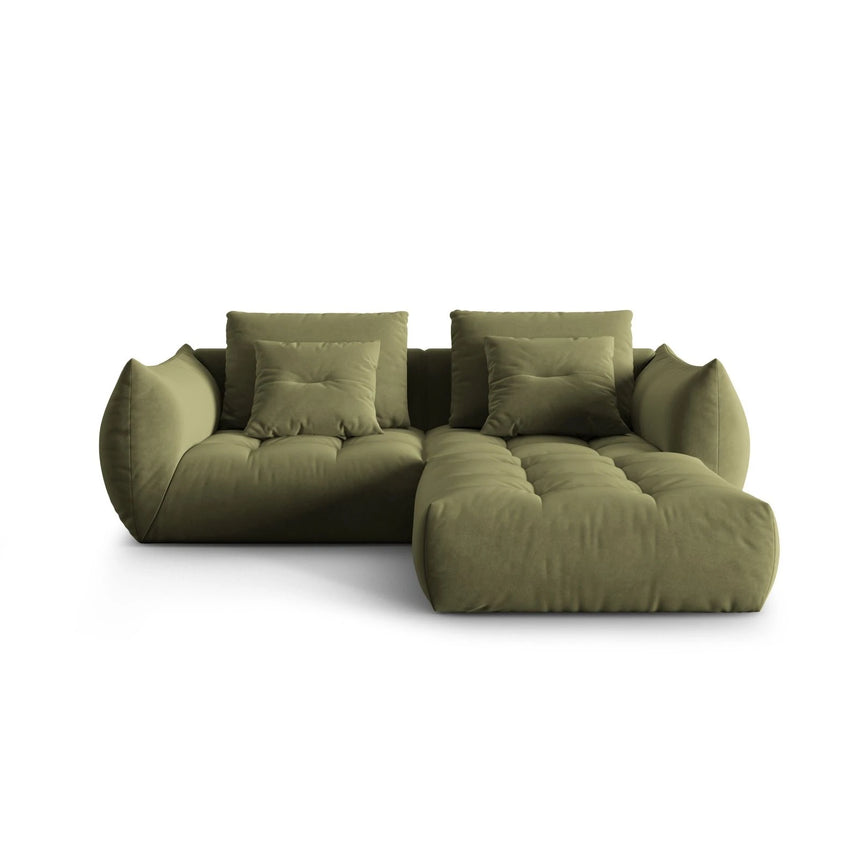 Bloom modulares Ecksofa mit Bezug aus Samt (Casino Forest) in Hellgrün, 232x216 cm – Bild 1