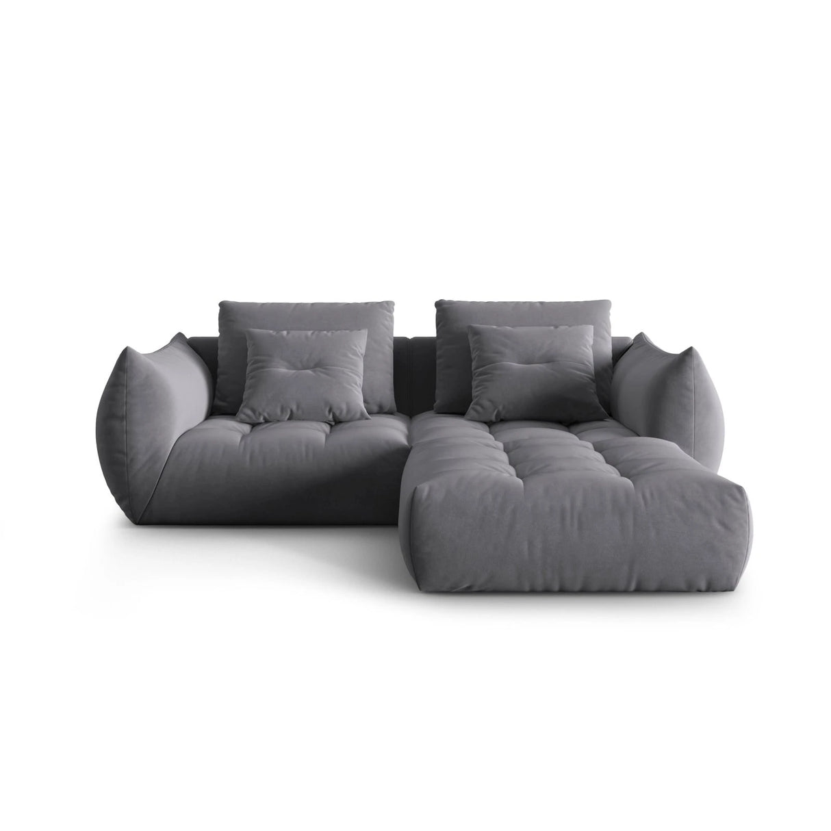 Bloom modulares Ecksofa mit Bezug aus Samt (Casino Graphite) in Dunkelgrau, 232x216 cm – Bild 1