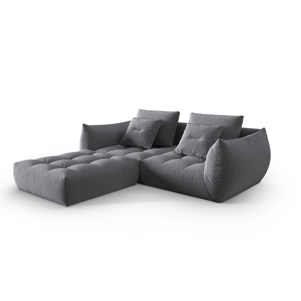 Bloom modulares Ecksofa mit Bezug aus Samt (Casino Graphite) in Dunkelgrau, 232x216 cm – Bild 3