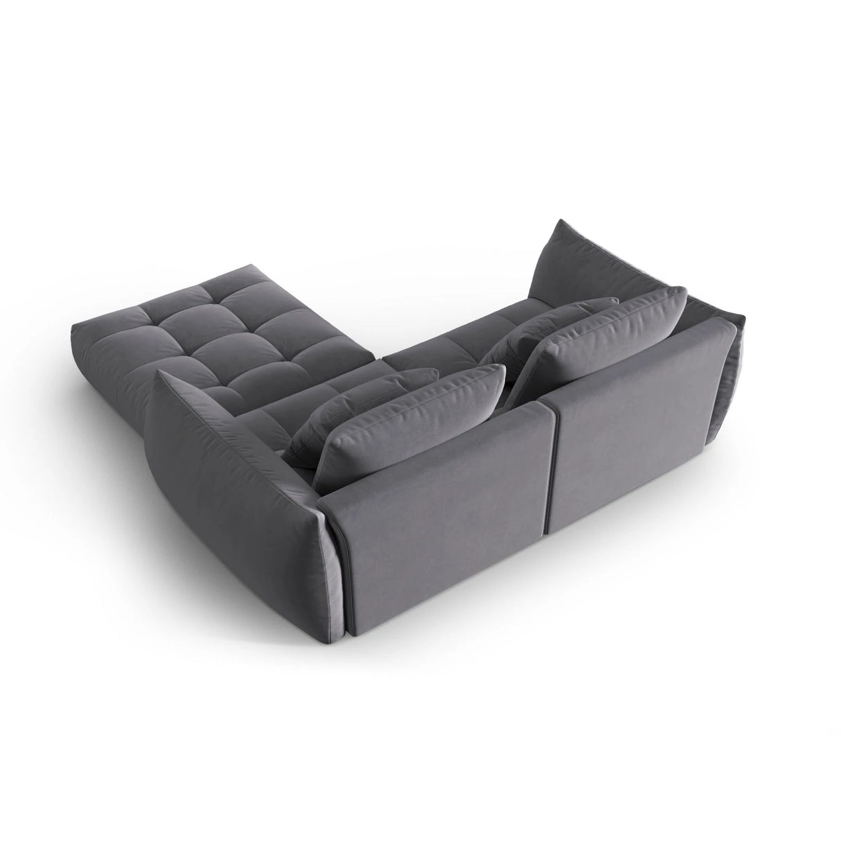 Bloom modulares Ecksofa mit Bezug aus Samt (Casino Graphite) in Dunkelgrau, 232x216 cm – Bild 4
