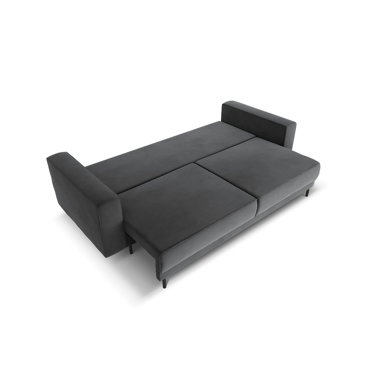 Caro 3-Sitzer Sofa mit Schlaffunktion, in Samt (Blu14) in Grau, 236x97 cm – Bild 5