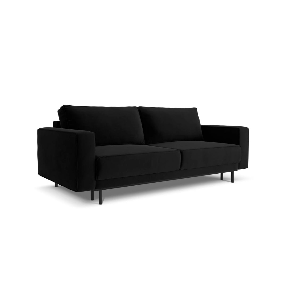 Caro 3-Sitzer Sofa mit Schlaffunktion, in Samt (Blu19) in Schwarz, 236x97 cm – Bild 4