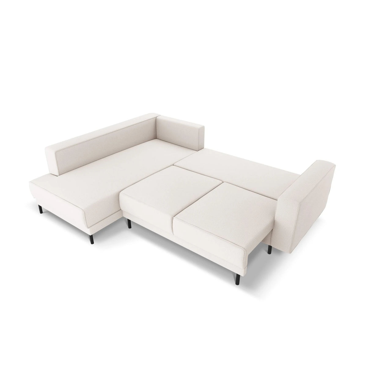 Caro 5-Sitzer Ecksofa Linke Seite, mit Schlaffunktion, in Strukturierter Stoff (Meg351) in Leichtes Beige, 247x187 cm – Bild 5