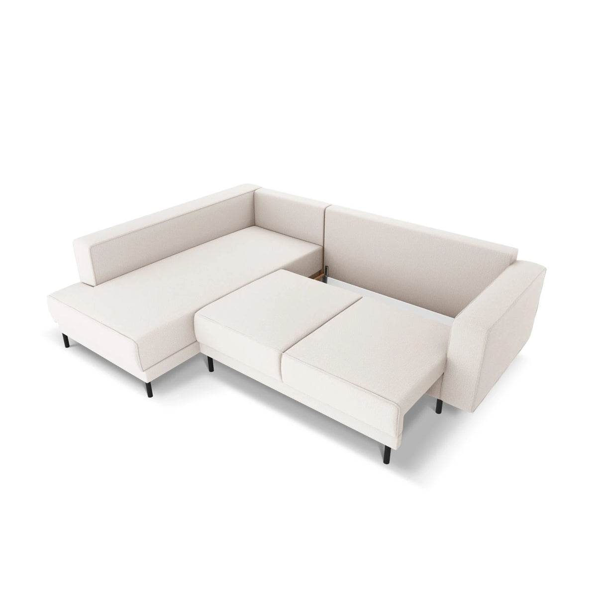 Caro 5-Sitzer Ecksofa Linke Seite, mit Schlaffunktion, in Strukturierter Stoff (Meg351) in Leichtes Beige, 247x187 cm – Bild 6