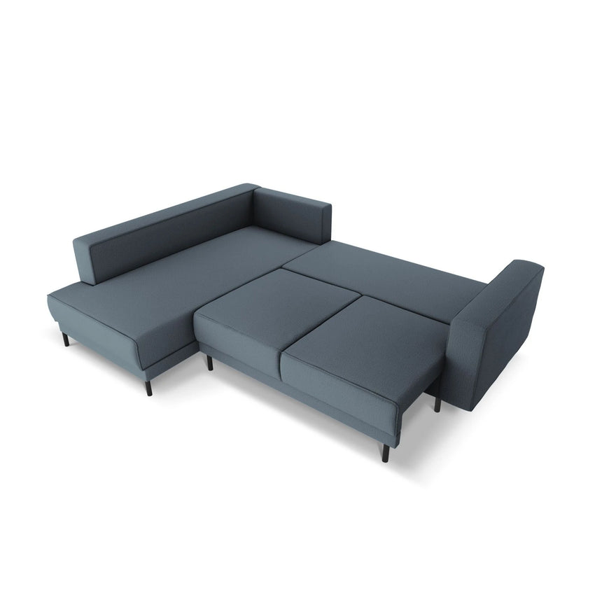Caro 5-Sitzer Ecksofa Linke Seite, mit Schlaffunktion, in Strukturierter Stoff (Meg361) in Blau, 247x187 cm – Bild 5