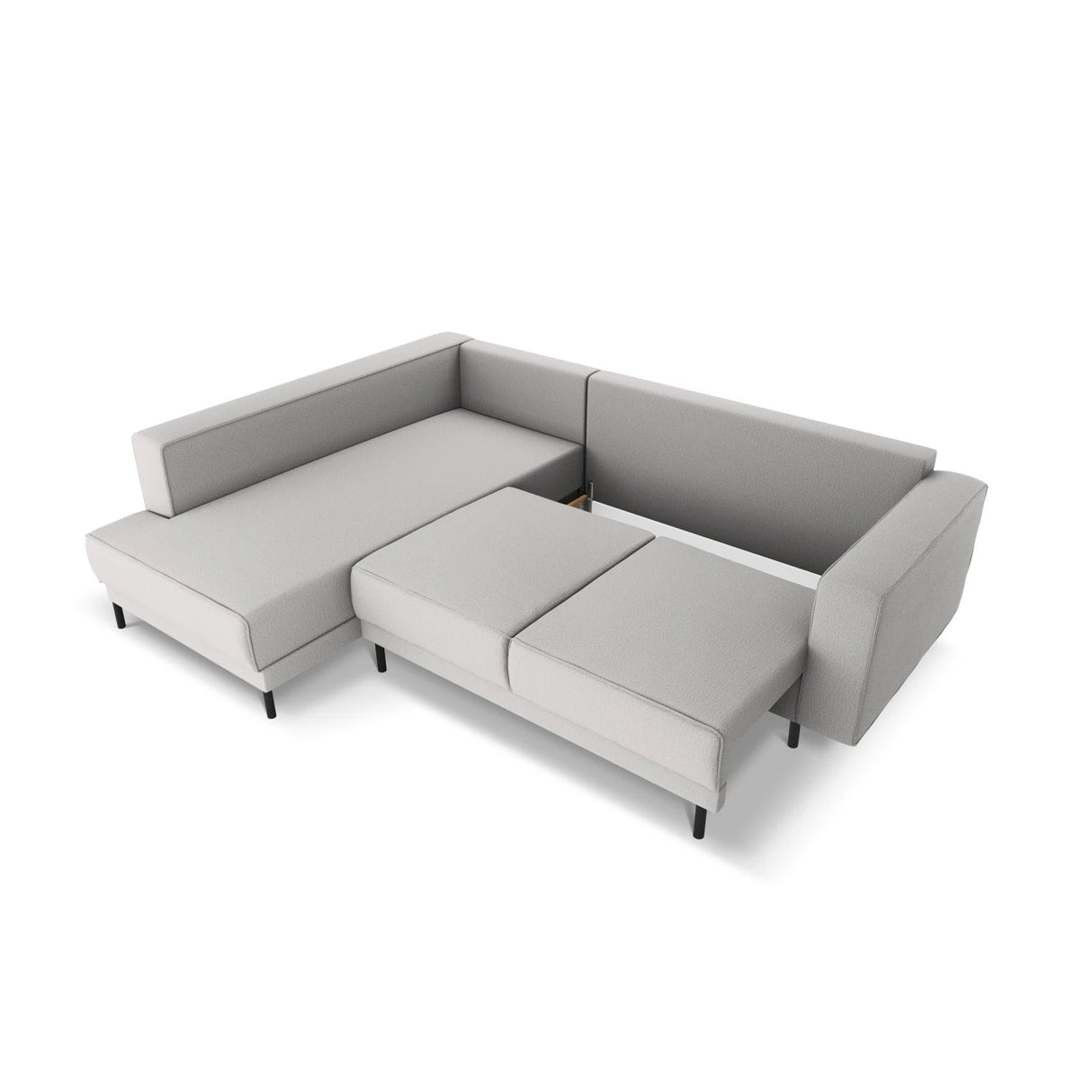 Caro 5-Sitzer Ecksofa Linke Seite, mit Schlaffunktion, in Strukturierter Stoff (Meg363) in Hellgrau, 247x187 cm – Bild 6
