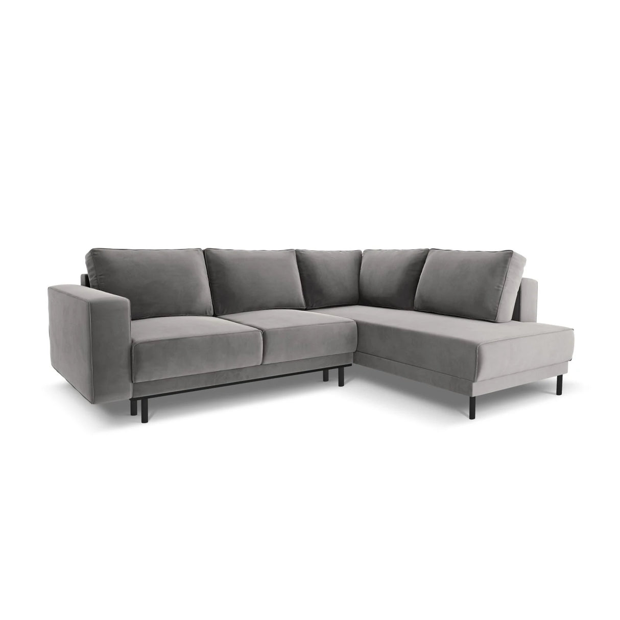 Caro 5-Sitzer Ecksofa Rechte Seite, mit Schlaffunktion, in Samt (Blu13) in Hellgrau, 247x187 cm – Bild 1