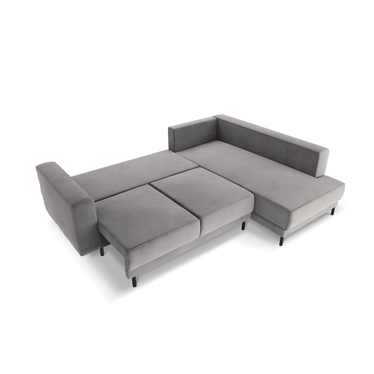 Caro 5-Sitzer Ecksofa Rechte Seite, mit Schlaffunktion, in Samt (Blu13) in Hellgrau, 247x187 cm – Bild 5