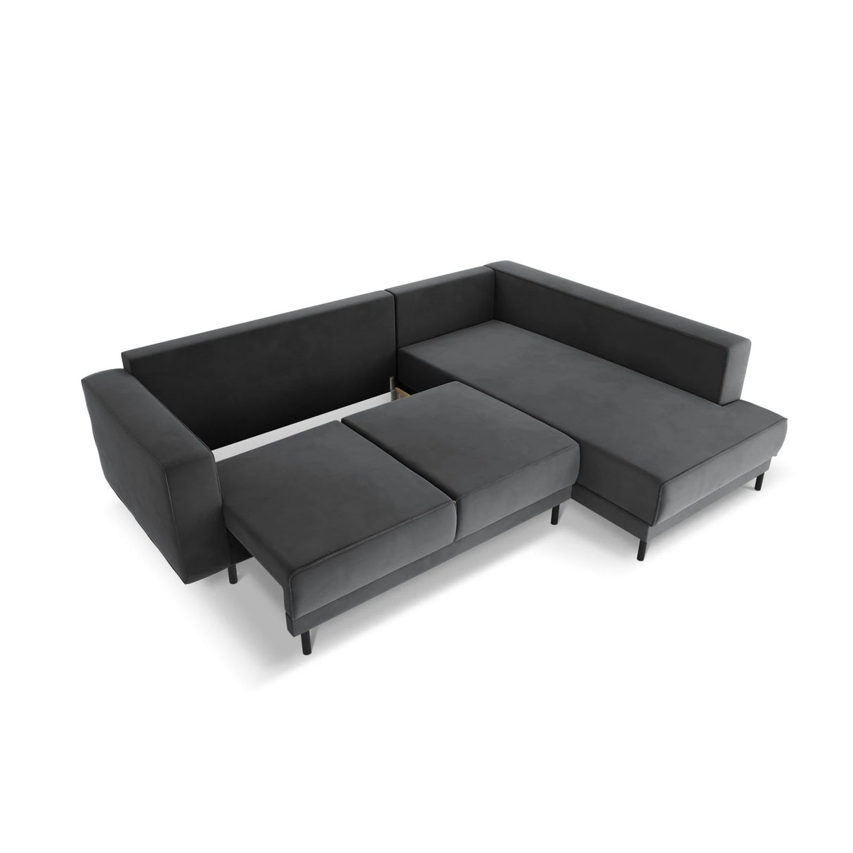 Caro 5-Sitzer Ecksofa Rechte Seite, mit Schlaffunktion, in Samt (Blu14) in Grau, 247x187 cm – Bild 6