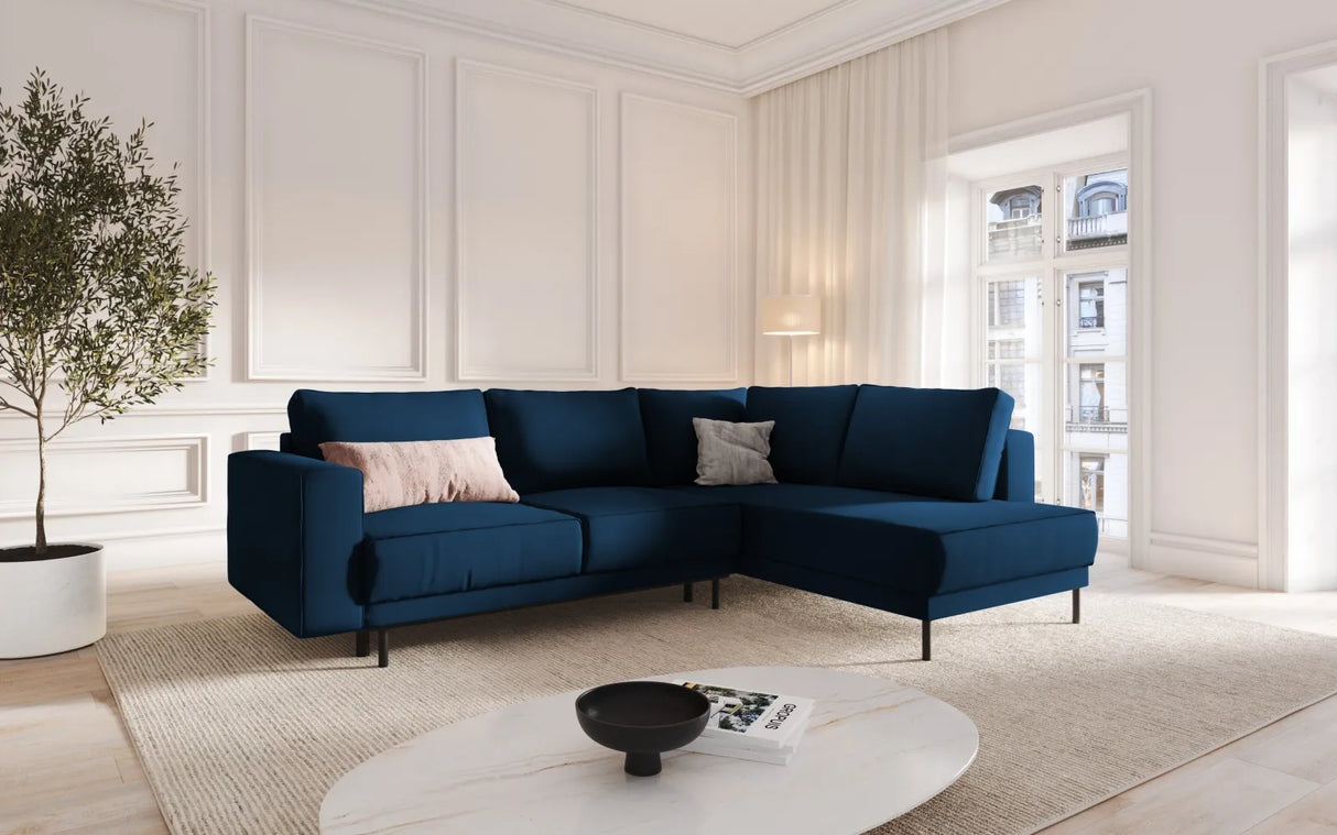 Caro 5-Sitzer Ecksofa Rechte Seite, mit Schlaffunktion, in Samt (Blu86) in Königsblau, 247x187 cm – Bild 2