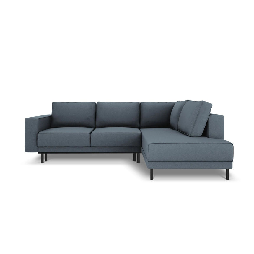 Caro 5-Sitzer Ecksofa Rechte Seite, mit Schlaffunktion, in Strukturierter Stoff (Meg361) in Blau, 247x187 cm – Bild 4