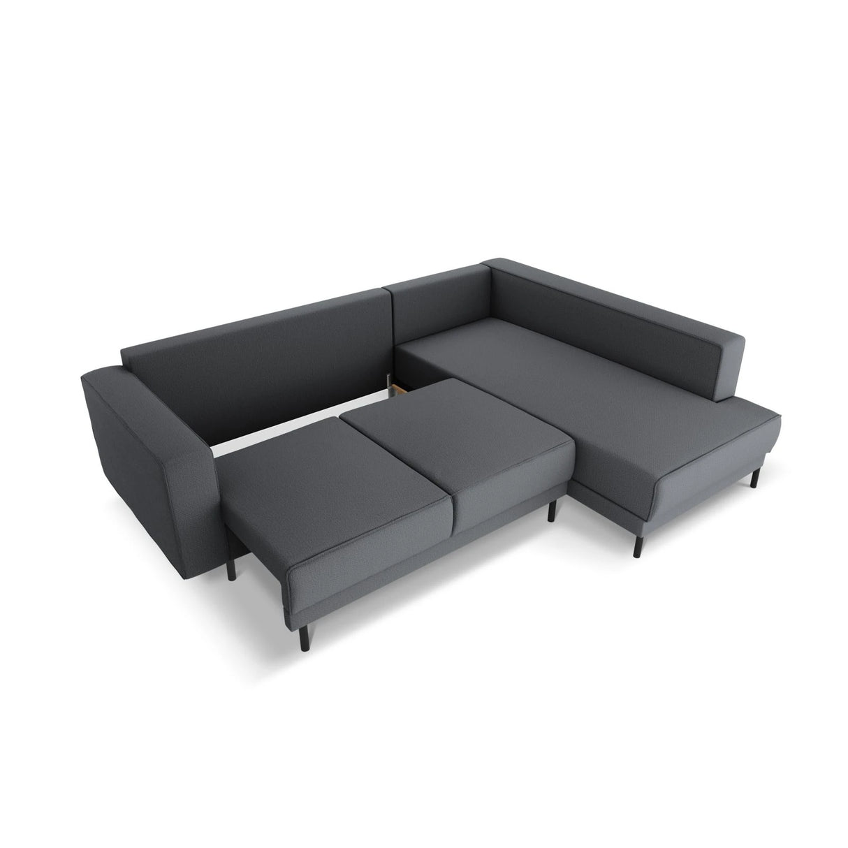 Caro 5-Sitzer Ecksofa Rechte Seite, mit Schlaffunktion, in Strukturierter Stoff (Meg367) in Dunkelgrau, 247x187 cm – Bild 6