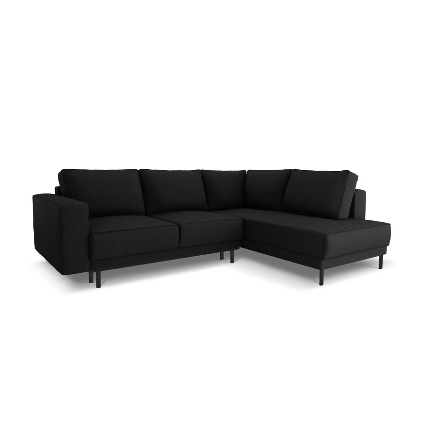Caro 5-Sitzer Ecksofa Rechte Seite, mit Schlaffunktion, in Strukturierter Stoff (Meg368) in Schwarz, 247x187 cm – Bild 1