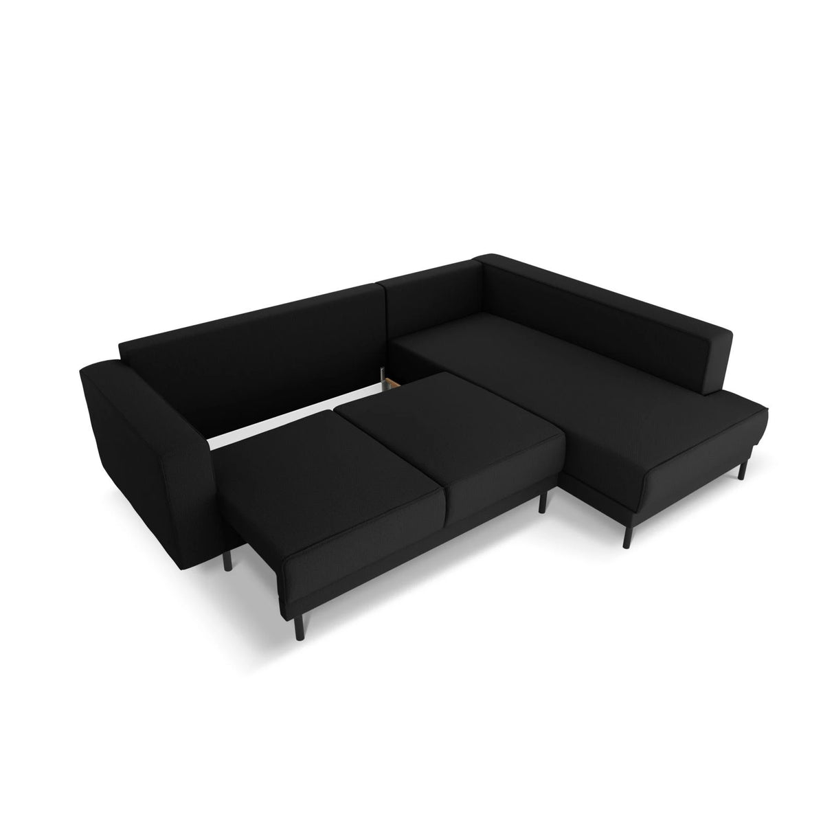 Caro 5-Sitzer Ecksofa Rechte Seite, mit Schlaffunktion, in Strukturierter Stoff (Meg368) in Schwarz, 247x187 cm – Bild 6