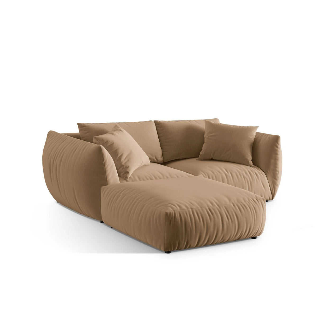 Chris 3-Sitzer Ecksofa mit Poufmodul in Leinenoptik aus Samt (CasLio) in Sand, 220x200 cm – Bild 5