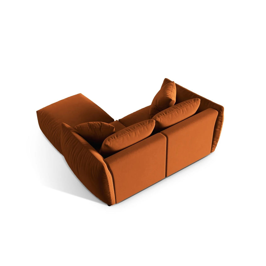 Chris 3-Sitzer Ecksofa mit Poufmodul in Leinenoptik aus Samt (CasTerr) in Terrakotta, 220x200 cm – Bild 6