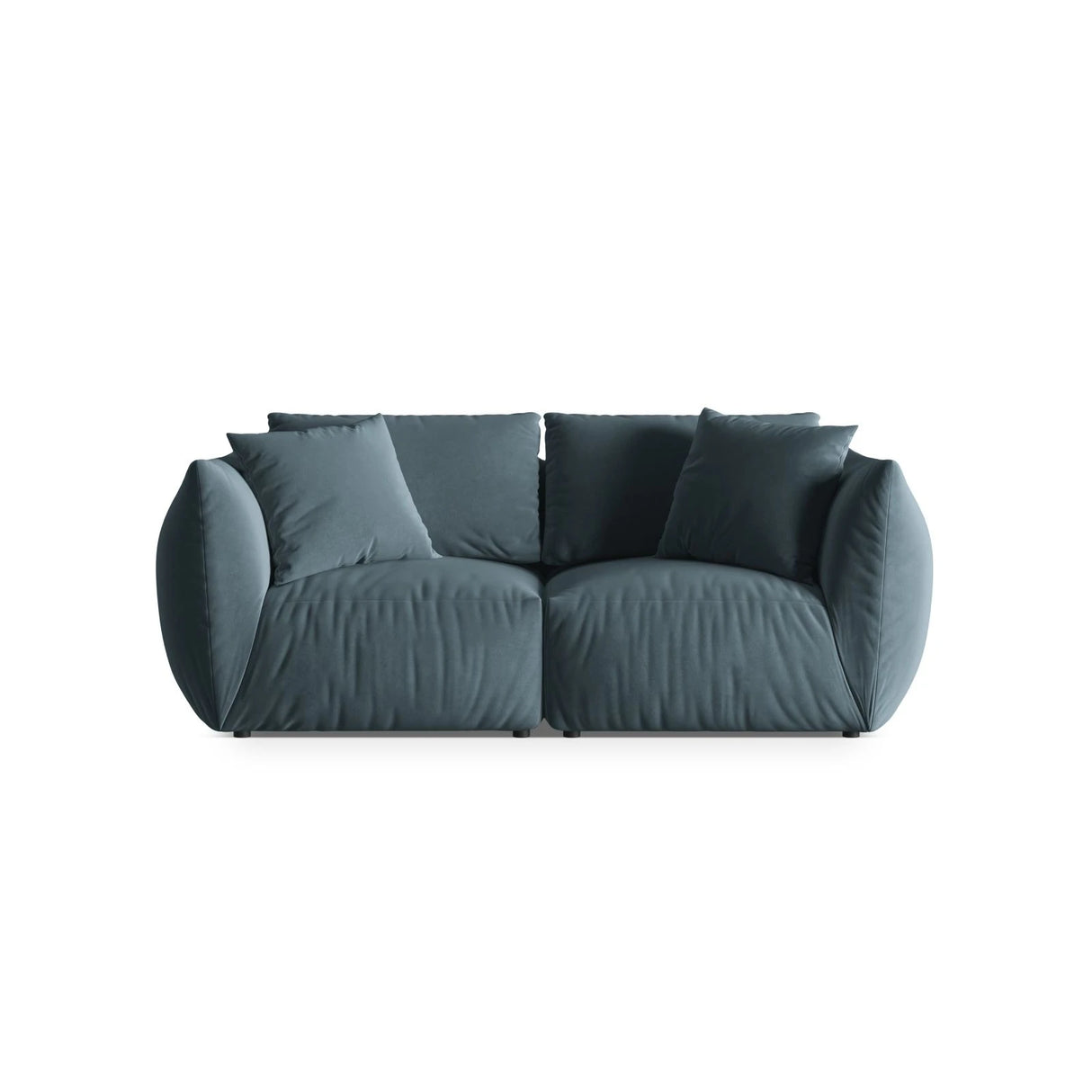 Chris 3-Sitzer Sofa in Leinenoptik aus Samt (CasDaBl) in Pastel Blue, 220x100 cm – Bild 1