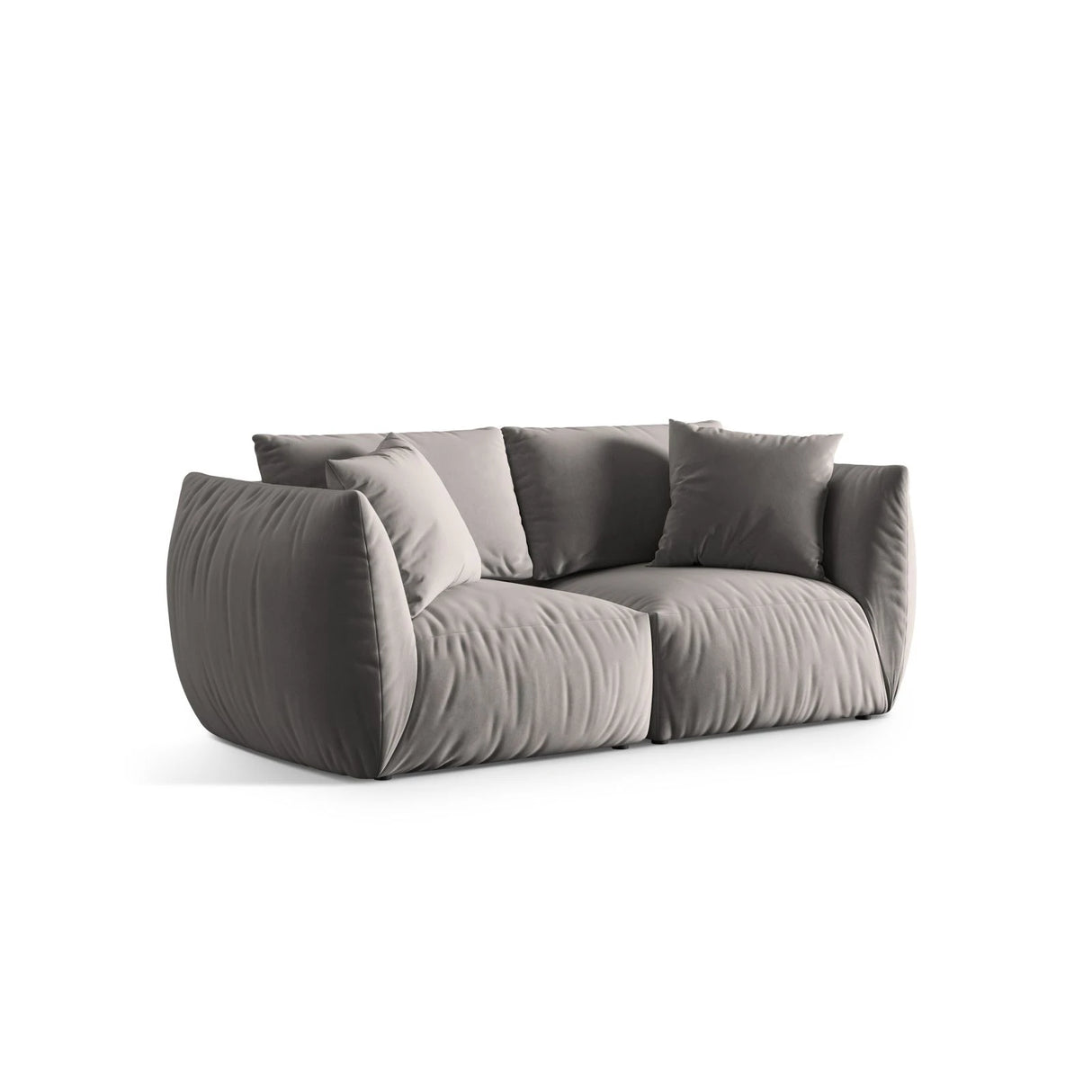 Chris 3-Sitzer Sofa in Leinenoptik aus Samt (CasSto) in Grau, 220x100 cm – Bild 4