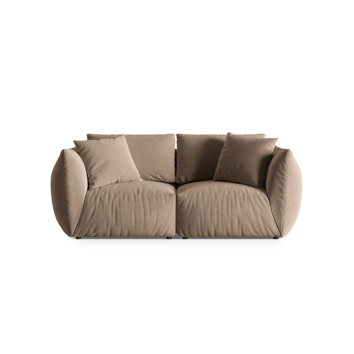 Chris 3-Sitzer Sofa in Leinenoptik aus Samt (CasTau) in Light Brown, 220x100 cm – Bild 1