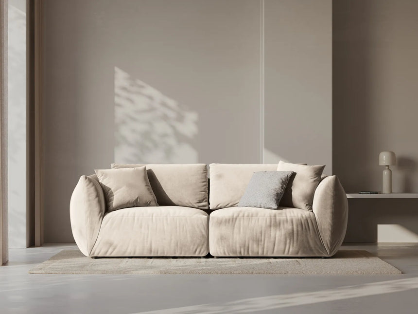 Chris 3-Sitzer Sofa in Leinenoptik aus Samt oder Strukturstoff, 220x100 cm – Bild 2