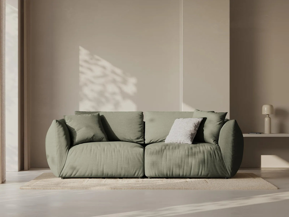 Chris 3-Sitzer Sofa in Leinenoptik aus Strukturierter Stoff (LIN81) in Muted Blue, 220x100 cm – Bild 2