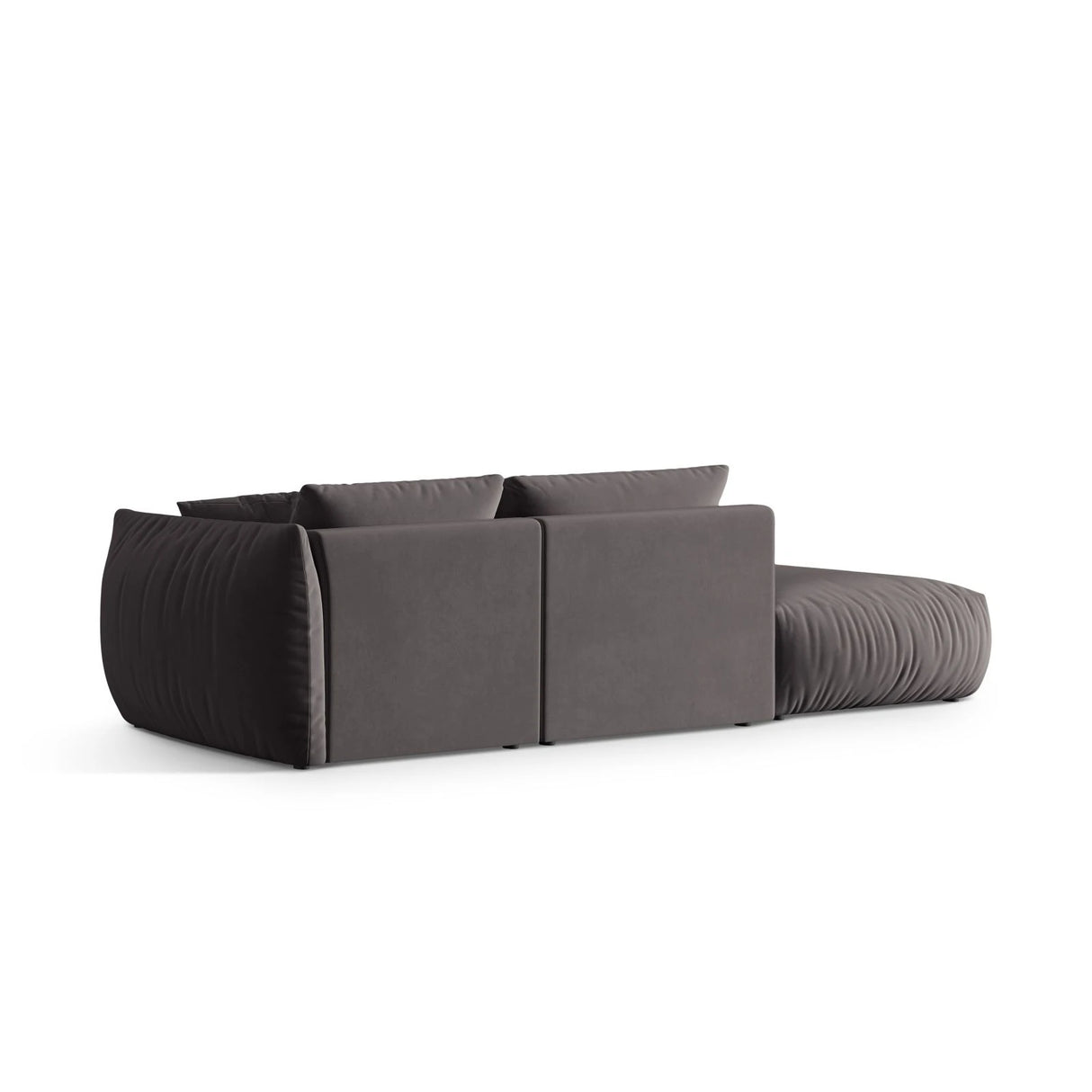 Chris 3-Sitzer Sofa, Links, mit Poufmodul, in Leinenoptik aus Samt (CasGraph) in Dunkelgrau, 315x100 cm – Bild 5