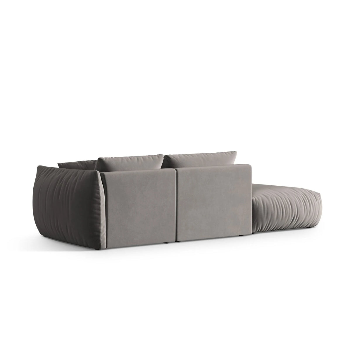 Chris 3-Sitzer Sofa, Links, mit Poufmodul, in Leinenoptik aus Samt (CasSto) in Grau, 315x100 cm – Bild 5