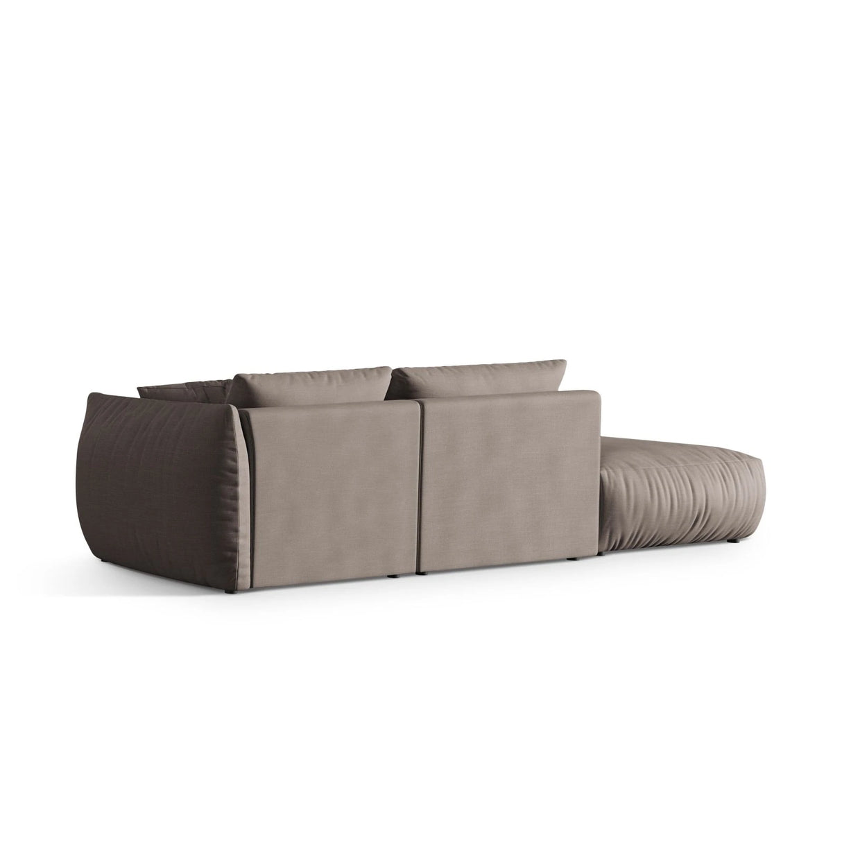 Chris 3-Sitzer Sofa, Links, mit Poufmodul, in Leinenoptik aus Strukturierter Stoff (LINS07) in Concrete, 315x100 cm – Bild 5