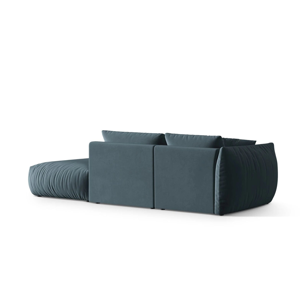 Chris 3-Sitzer Sofa, Rechts, mit Poufmodul, in Leinenoptik aus Samt (CasDaBl) in Pastel Blue, 315x100 cm – Bild 5