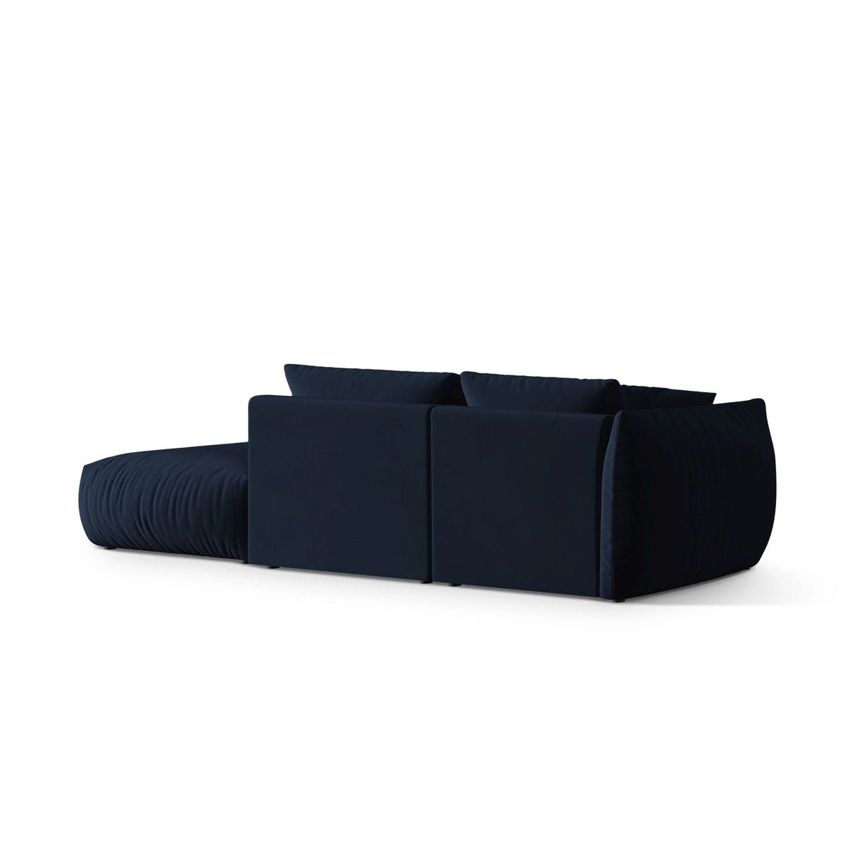 Chris 3-Sitzer Sofa, Rechts, mit Poufmodul, in Leinenoptik aus Samt (CasDeBl) in Königsblau, 315x100 cm – Bild 5