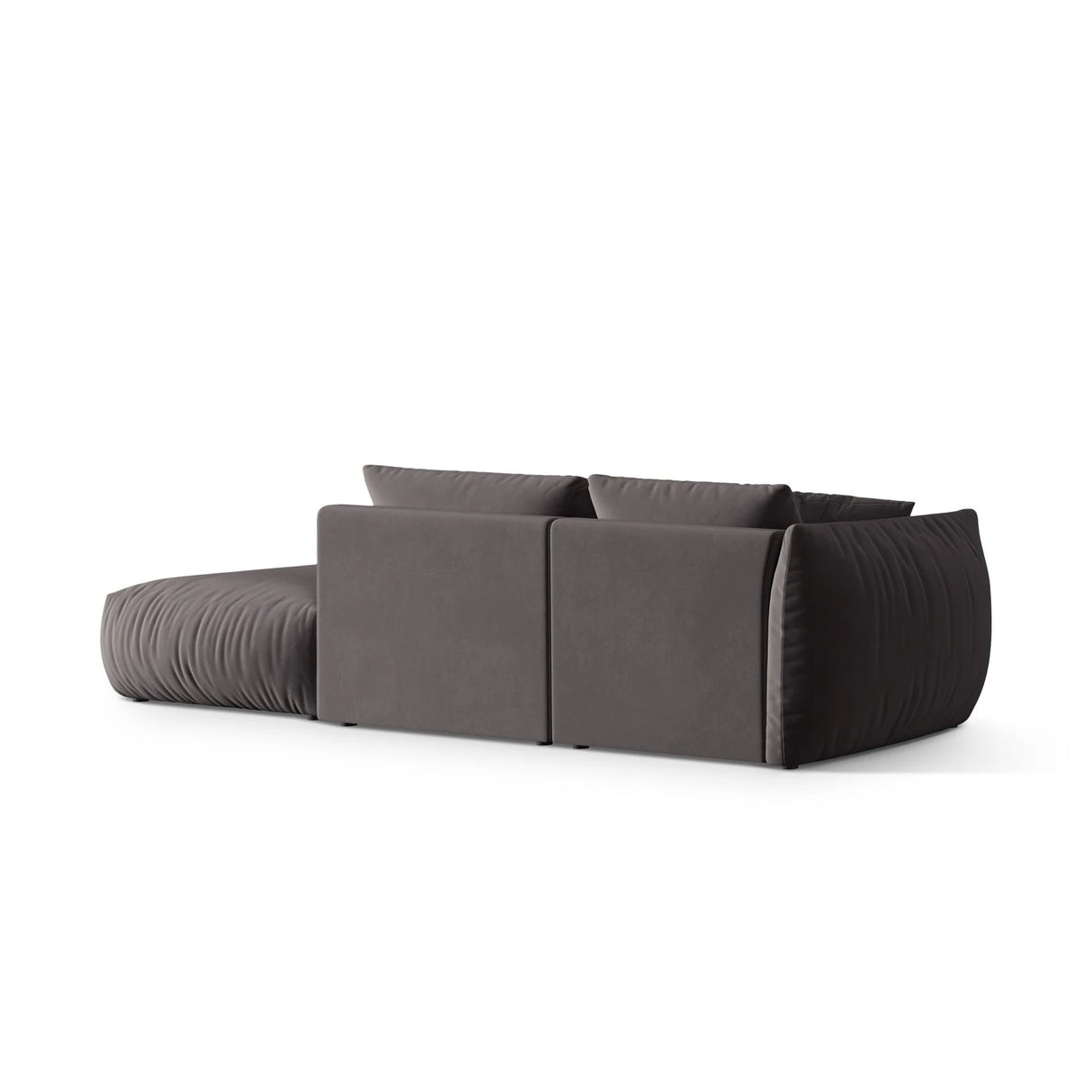 Chris 3-Sitzer Sofa, Rechts, mit Poufmodul, in Leinenoptik aus Samt (CasGraph) in Dunkelgrau, 315x100 cm – Bild 5